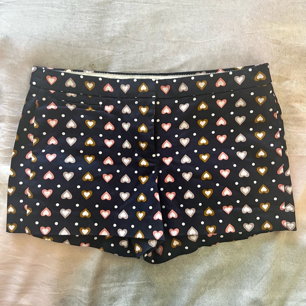 JCREW Womens Shorts Navy Heart Print Size 4